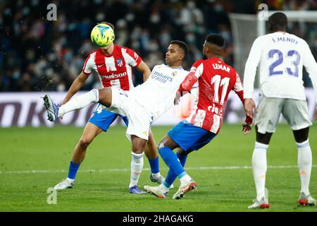 Rodrygo Silva de Goes du Real Madrid pendant le championnat d'Espagne la Ligue football match entre Real Madrid et Atletico de Madrid le 12 décembre 2021 au stade Santiago Bernabeu à Madrid, Espagne - photo: Oscar Barroso/DPPI/LiveMedia Banque D'Images