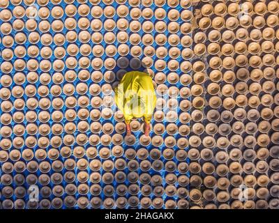 Bogura, Rajshahi, Bangladesh.13th décembre 2021.Les travailleuses font de la poterie à vendre sur un marché.les ouvriers collectent l'argile du sol avant de la façonner avec leurs mains, la séchant au soleil et enfin la peinture de la poterie finie.(Credit image: © Mustasinur Rahman Alvi/ZUMA Press Wire) Banque D'Images