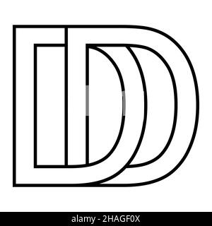 Logo signe DD icône, signe entrelacé, lettres d Illustration de Vecteur