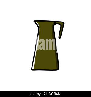 Bol minimaliste à main Doodle.Verseuse verte isolée sur fond blanc.Ustensiles de cuisine confortables, ustensiles de cuisine mignons, plats pour le thé, le café, les boissons.W Illustration de Vecteur