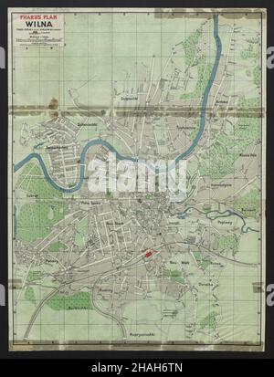 Carte Wilno, carte Vilnius, carte Wilna, carte Old Wilno, carte Retro Vilnius, Vieille ville de Vilnius, Old Wilno, affiche rétro de Vilnius, carte de Lituanie, Wilno Print Banque D'Images