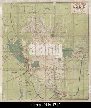 Carte de Lodz, carte de Lodz, Lodz Plan, Lodz Print, carte de Old Lodz, carte de Lodz vintage, carte de Lodz rétro, carte de Łódź, impression de Łódź, affiche ancienne de Łódź, cartes de Pologne Banque D'Images