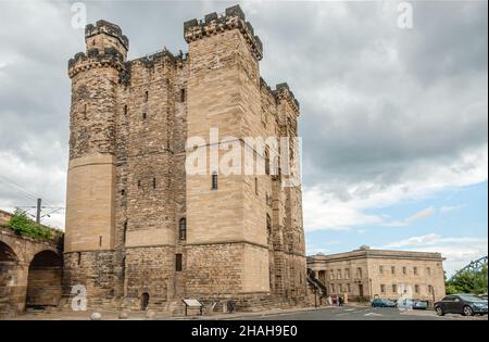 Castle Keep, tour fortifiée en pierre de l'ancien château de Newcastle, Angleterre, Royaume-Uni Banque D'Images