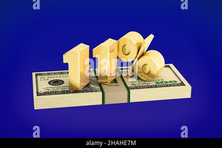 11% d'économie - remise - taux d'intérêt.3D rendu Banque D'Images
