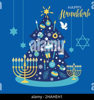 Motif banderole Noël et Hanukkah Illustration de Vecteur