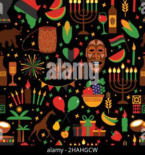 Motif Kwanzaa sans couture pour Kwanzaa aux couleurs traditionnelles. Illustration de Vecteur