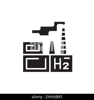 Icône de la ligne de couleur H2 de production en usine.Énergie hydrogène.Elément vectoriel isolé.Pictogramme de contour pour la page Web, l'application mobile, la promotion Illustration de Vecteur
