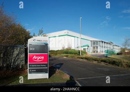 Unité Argos à l'entrepôt et au parc logistique de Prologueis, Kettering, Angleterre. Banque D'Images