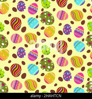 Motif sans couture d'œufs de Pâques colorés Banque D'Images