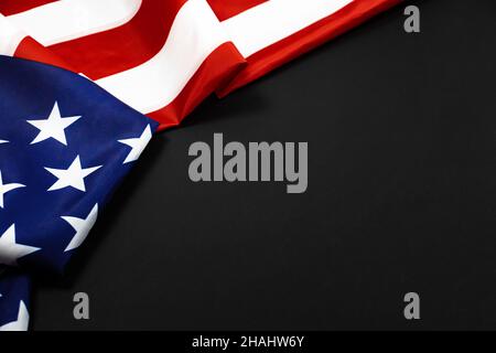 Drapeau des États-Unis sur une photo d'arrière-plan noire Banque D'Images