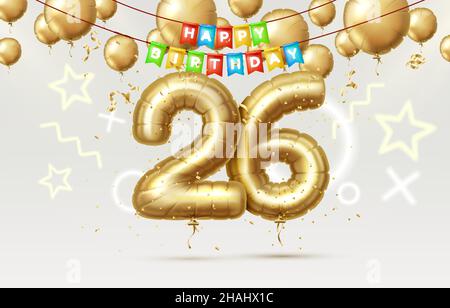 Joyeux anniversaire 26 ans anniversaire de la personne anniversaire, ballons sous forme de nombres de l'année.Illustration vectorielle Illustration de Vecteur