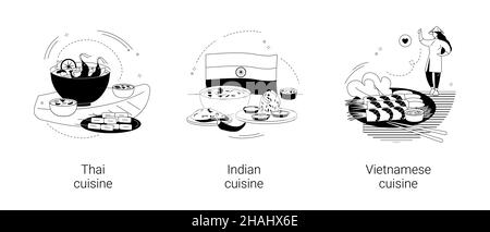 Illustrations vectorielles abstraites de cuisine orientale. Illustration de Vecteur