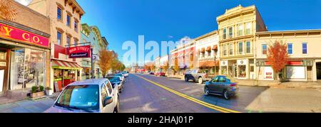 États-Unis, État de New York, vue panoramique sur le village de Saugerties partition Street Banque D'Images