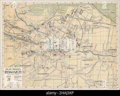 Bydgoszcz Map, Bydgoszcz Plan, Bydgoszcz Print, Bydgoszcz Poster, Bydgoszcz Télécharger, Bydgoszcz City Plan, Poland Map, Poland Print, Bydgoszcz 1930 Banque D'Images