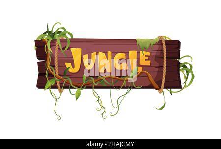 Texte en bois à la main de jungle. Lettres de dessin animé texturées. Illustration de Vecteur