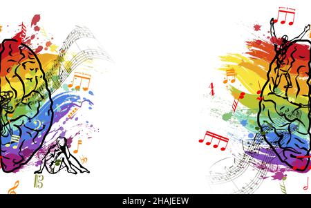 Illustration créative du concept à l'échelle du cerveau humain, côté gauche du concept des fonctions du cerveau isolé sur le blanc Illustration de Vecteur