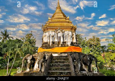 Wat Chiang Man est un temple bouddhiste à l'intérieur de la vieille ville de Chiang Mai, dans le nord de la Thaïlande. Banque D'Images