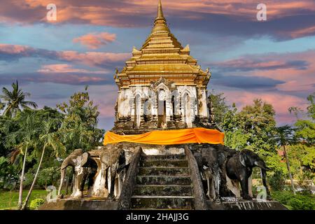 Wat Chiang Man est un temple bouddhiste à l'intérieur de la vieille ville de Chiang Mai, dans le nord de la Thaïlande. Banque D'Images