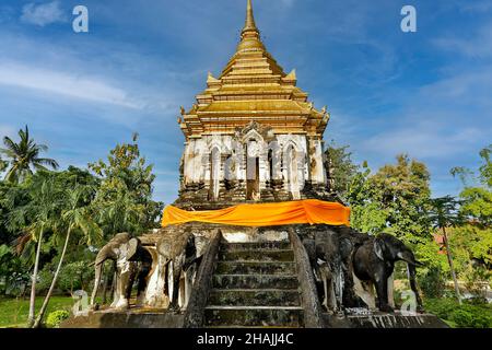 Wat Chiang Man est un temple bouddhiste à l'intérieur de la vieille ville de Chiang Mai, dans le nord de la Thaïlande. Banque D'Images