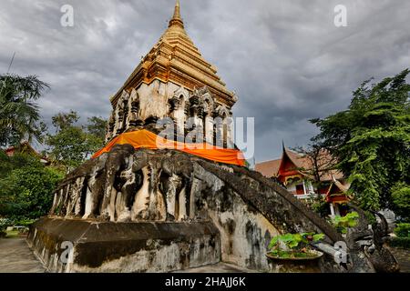 Wat Chiang Man est un temple bouddhiste à l'intérieur de la vieille ville de Chiang Mai, dans le nord de la Thaïlande. Banque D'Images