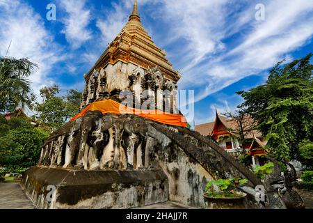 Wat Chiang Man est un temple bouddhiste à l'intérieur de la vieille ville de Chiang Mai, dans le nord de la Thaïlande. Banque D'Images