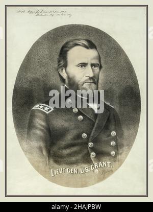 DON GÉNÉRAL Vintage 1864 portrait illustration de Lieut.Gen. U.S. Grant / H. Schroeder.Portrait tête-et-épaules, vers la gauche. c1864.- Grant, Ulysses S.--(Ulysses Simpson),--1822-1885--Service militaire Banque D'Images