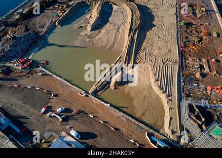 Liverpool, Merseyside, Royaume-Uni - décembre 02 2021.Vue aérienne générale du quai de Bramley-Moore lors de la construction d'un nouveau stade de football pour Everton foot Banque D'Images