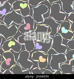 motif coeurs multicolores sur fond gris Illustration de Vecteur