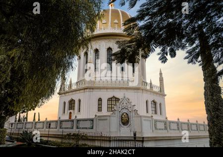 Sanctuaire des jardins de Bab et Bahai sur les pentes de la montagne du Carmel.Centre mondial de Bahai à Haïfa, Israël. Banque D'Images