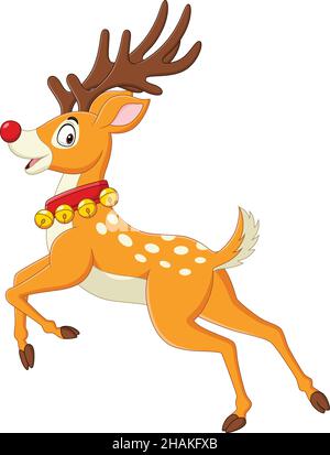 Dessin animé cerf drôle courant sur fond blanc Illustration de Vecteur