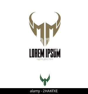 SYMBOLE EN lettres MM style militaire avec ailes pour le sport, l'esport, l'élément de design ou tout autre but. Illustration de Vecteur
