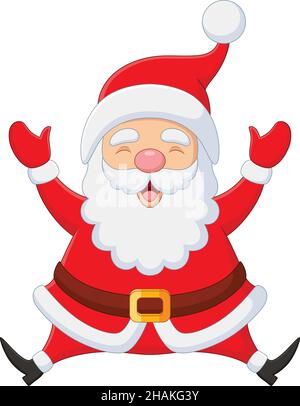 Bande dessinée heureux petit père noël levant les mains Illustration de Vecteur