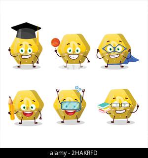 Élève d'école de jaune bonbon D personnage de dessin animé avec diverses expressions.Illustration vectorielle Illustration de Vecteur