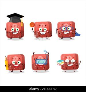 Élève d'école de rouge bonbon B personnage de dessin animé avec diverses expressions.Illustration vectorielle Illustration de Vecteur