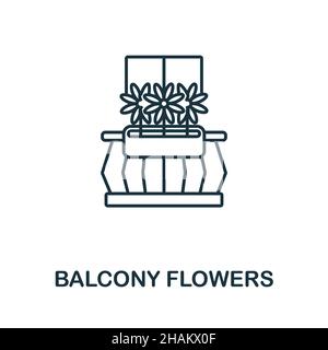 Icône fleurs du balcon.Élément de la collection balcon.Signe d'icône de fleurs de balcon linéaire pour la conception de Web, infographies et plus encore. Illustration de Vecteur