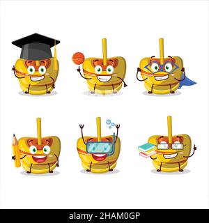 Élève d'école de sucre jaune bonbon personnage de dessin animé avec diverses expressions.Illustration vectorielle Illustration de Vecteur