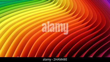 Feuilles de plastique colorées de différentes couleurs, motif de papier arc-en-ciel 3D Banque D'Images