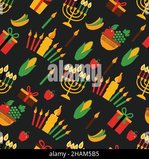 Motif Kwanzaa sans couture pour Kwanzaa aux couleurs traditionnelles. Illustration de Vecteur