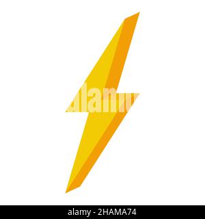 Éclair jaune 3D simple signe plat de l'énergie brainstorming, Bright nouvelle idée. Stock illustration Illustration de Vecteur