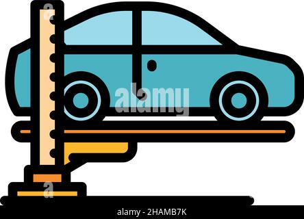 Icône de machine de l'élévateur automatique.Contour auto élévateur machine vecteur icône couleur plat isolé Illustration de Vecteur