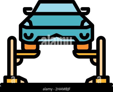 Icône de chariot élévateur mécanique.Contour mécanique voiture ascenseur vecteur icône couleur plat isolé Illustration de Vecteur