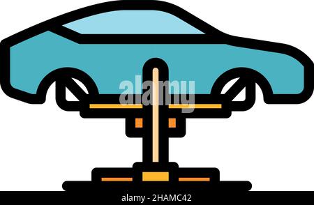 Icône de diagnostic de levage de voiture.Contour diagnostic de l'icône vecteur de levage de voiture couleur isolé à plat Illustration de Vecteur