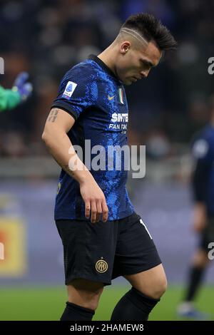 Stade San Siro, Milan, Italie, 12 décembre 2021,Lautaro Martinez (FC Internazionale) réagit pendant Inter - FC Internazionale vs Cagliari Calcio - Banque D'Images