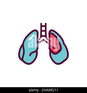 Icône de la ligne de couleur du pneumothorax.Elément vectoriel isolé.Pictogramme de contour pour la page Web, l'application mobile, la promotion Illustration de Vecteur