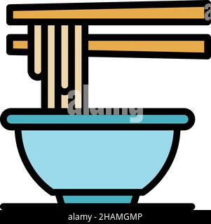 Restaurant spaghetti icône.Outline restaurant spaghetti vecteur icône couleur plat isolé Illustration de Vecteur