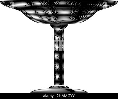 Coupe de calice à glaçon coupe de goblet Woodcut Vintage icône Illustration de Vecteur