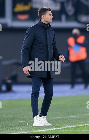 Rome, Italie.13th décembre 2021.Thiago Motta Manager de Spezia Calcio regarde pendant la série Un match entre Roma et Spezia Calcio au Stadio Olimpico, Rome, Italie, le 13 décembre 2021.Credit: Giuseppe Maffia/Alay Live News Banque D'Images