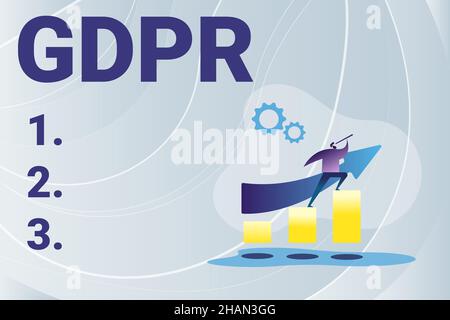 Affiche manuscrite GDPR.Règlement de concept d'affaires qui protège les données personnelles et la vie privée des citoyens de l'UE image colorée Afficher les progrès Banque D'Images