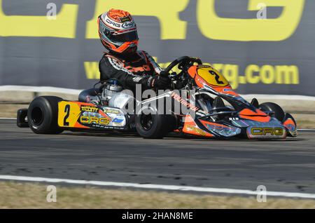 Max Verstappen, pilote néerlandais de Formule 1 Red Bull Racing, vu ici à la Conca, Lecce, Italie, ITA en 2013 WSK Euro Series Banque D'Images