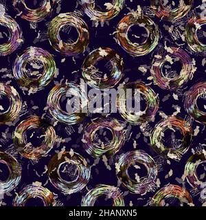 Imprimé camouflage géométrique exotique multicolore de boho.Motif de répétition détaillé pour le sol sombre automnal sans couture. Banque D'Images